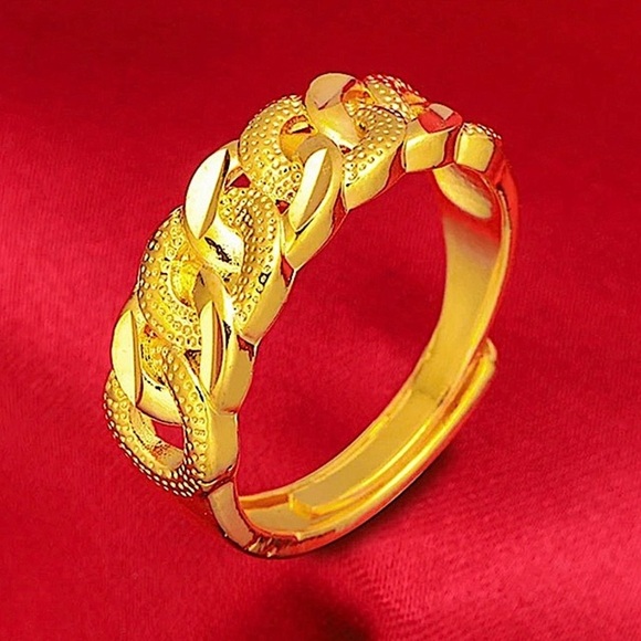 Gold Plated 18K Chain Link Bracelet Matching Ring Set - Picture 6 of 7